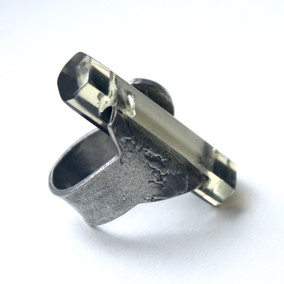 Anne-Marie Chagnon extra large bague ring wide pewter resin étain size US 8 - Picture 3 of 14